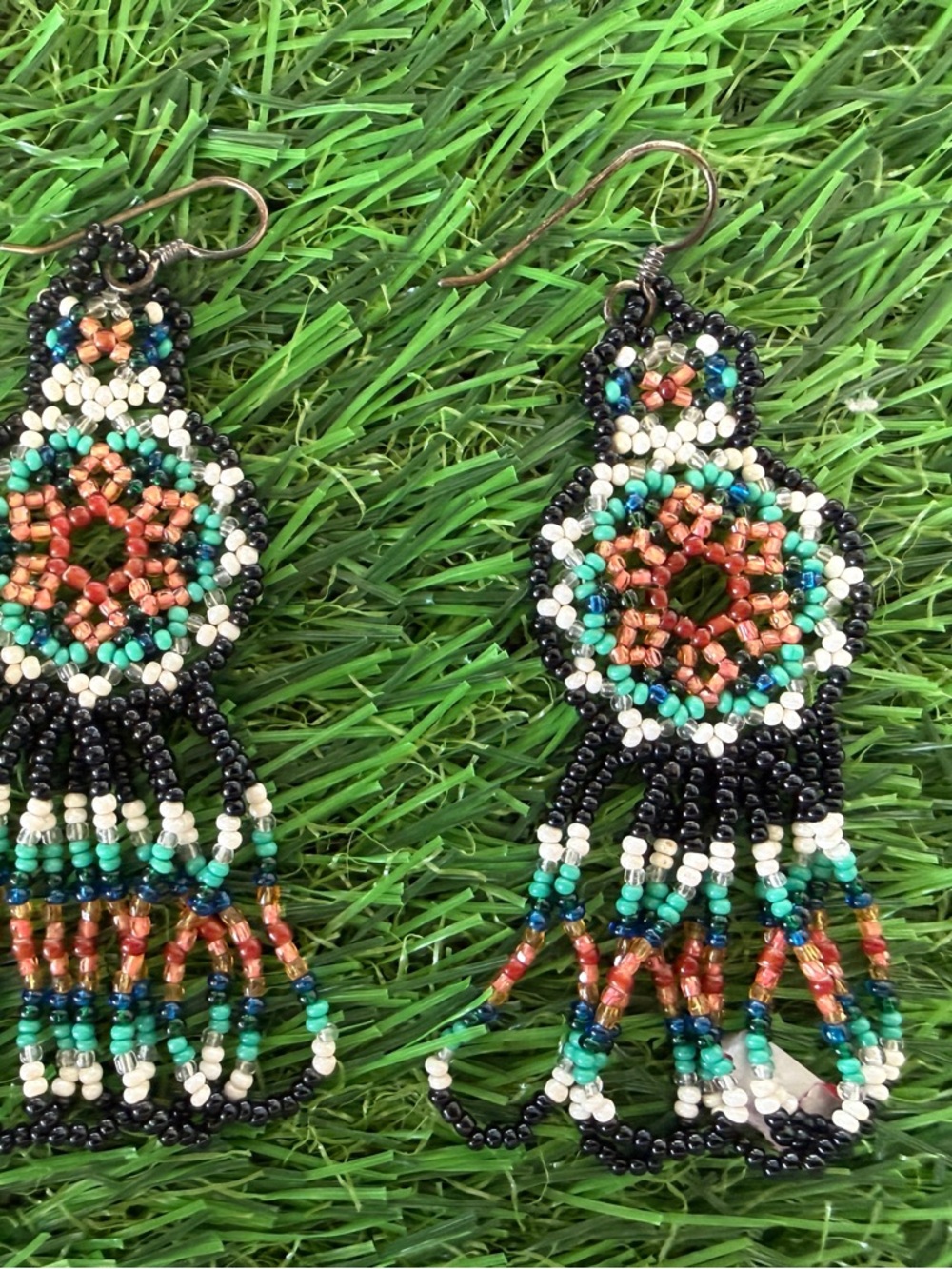 Handmade Multicolor Beaded Fringe Earrings - Women Jewelry